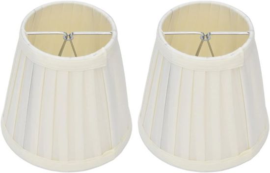 HERCHR 6 Pièces Petit Abat-Jour Clip Sur Ampoule E14 - Lustre Et Lampe De Table Tissu - Or Et Blanc