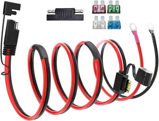 GTIWUNG Connecteur De Batterie 50 A, 600 V - Câble De Charge Avec Joint Torique - Câble De Raccordement De Batterie 10 AWG 50 Cm - Connecteur De Batterie Rapide - Fiche