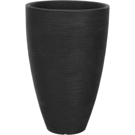 Pots De Fleurs Hauts 30cm - Lot De 2 En Plastique Noir - Pour Intérieur/Extérieur - Design Moderne