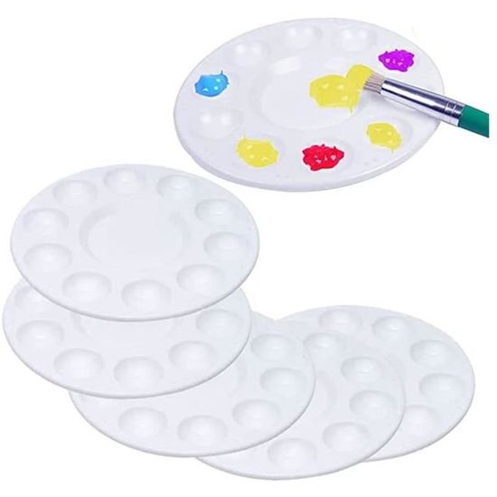 5 Palettes De Peinture Rondes - 17 Cm, 7 Puits, Idéales Aquarelle Et Acrylique