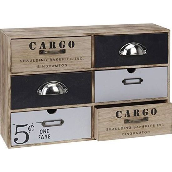 armoire DRULINE mini-coffre CARGO Armoire 6 tiroirs Shabby Chic armoire de rangement 0708QNPXIGN