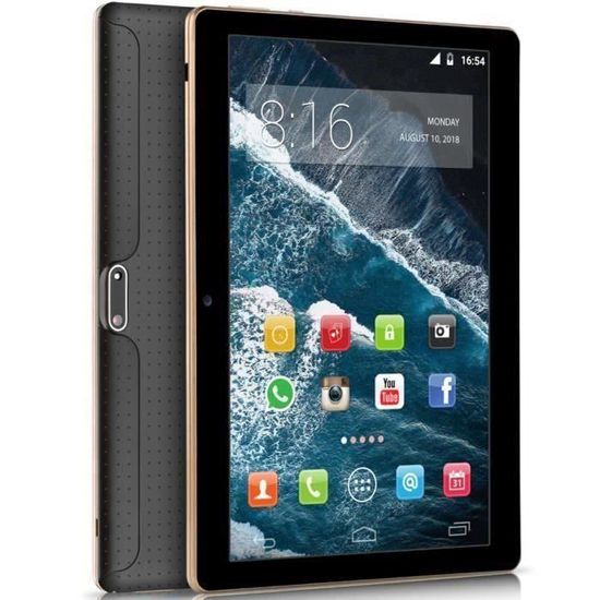 Tablette tactile K107 - 64Go - 4Go RAM - 10.1 Pouces HD - Android 9.0 - Quad Core- 4G Double SIM,WiFi,GPS - Noir