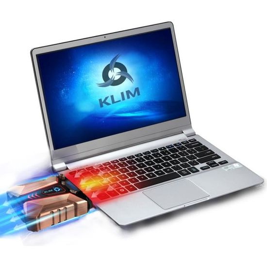 KLIM Cool + Refroidisseur PC Portable en Métal - Le Plus Puissant - Extracteur d' Air USB pour Refroidissement Immédiat