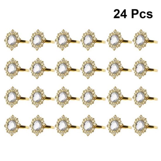 24pcs anneaux de serviette en acrylique doré boucles de de mode chic pour mariage de banquet rond de serviette service de table