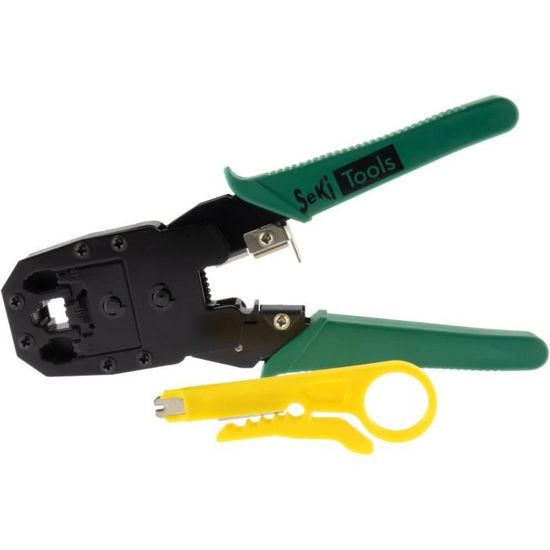 Pince à Sertir RJ45/RJ12/RJ11 - Multi-Fonctions Avec Lame Dénudeuse Et Crémaillère | Pour Câbles Réseau Et Téléphone