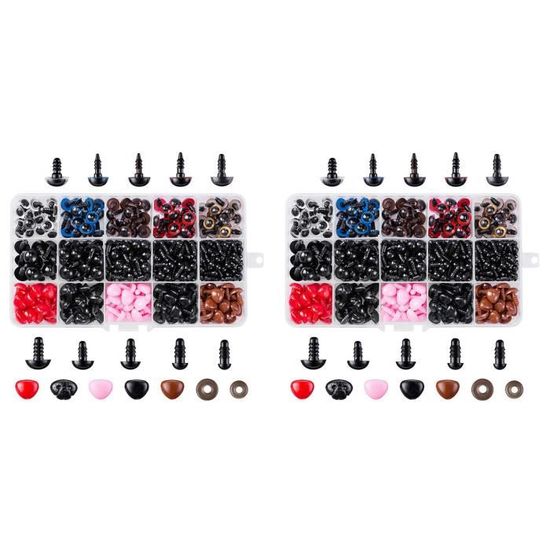 100 Yeux De Sécurité Noirs Pour Poupées DIY - 5 Tailles (6 à 12 Mm) Avec Rondelles - Pour Peluches, Marionnettes, Artisanat