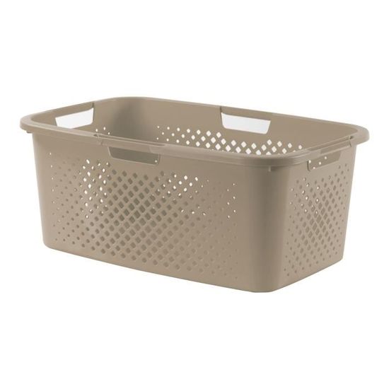 Panier à Linge Pixel 40L - Gris - Design Scandinave - 4 Poignées - En Plastique Recyclé