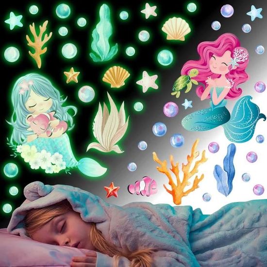 WandSticker4U Stickers Fenêtre Monde Sous-Marin - 59 Pièces Réutilisables - Pour Chambre Enfant Ou Salle De Bain