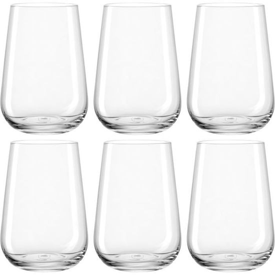 Easy 039616 Lot De 6 Verres À Eau, Droit En Verre, Passent Au Lave-Vaisselle, Taille L, 350 Ml