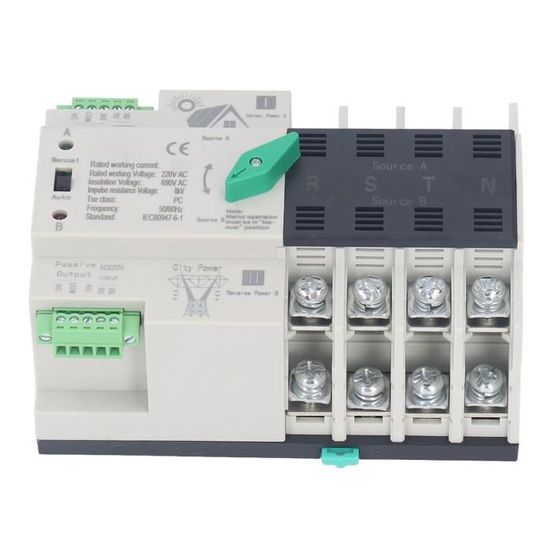 Commutateur Transfert Automatique 4P 100A AC220V - Inverseur Double Alimentation Solaire