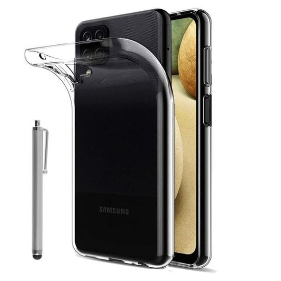 Pour Samsung Galaxy A12 6.5": Coque Silicone gel UltraSlim et Ajustement parfait + Stylet - TRANSPARENT