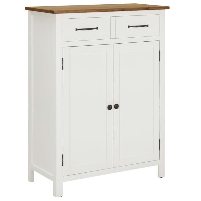 ASHATA Meuble à chaussures Armoire à chaussures 76x37x105 cm Bois de chêne solide et MDF avec placage de chêne
