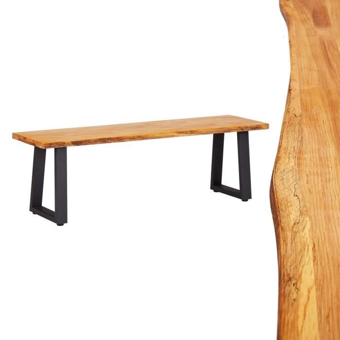 ASHATA Banc 140 cm Naturel Bois de chêne massif Naturel et noir