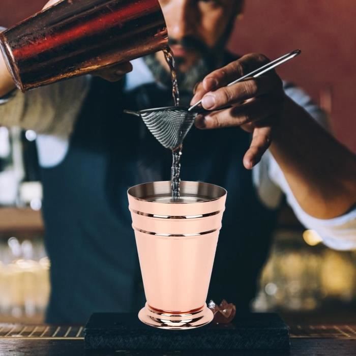 400ML Coup pour Mojito Mint Julep Mixte Boissons Bar maison en acier inoxydable (Or rose)