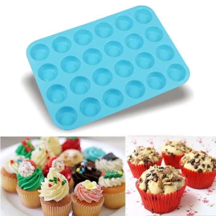 24 Savon Mini Muffin silicone Cavity biscuits de petit gâteau moule ustensiles de cuisson Plateau Pan hjn236