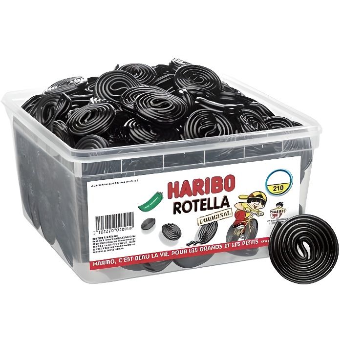 Boite de 150 Rotella de la marque Haribo. Promotion HARIBO Achetez 5 boîtes de votre choix la 6ème est gratuite !! Pour