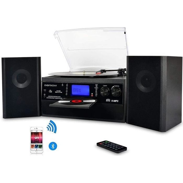 Chaînes Hi-Fi DIGITNOW! Platine Vinyle Bluetooth USB mp3 et Fonction Encodage Classique Lecteur CD avec CD Cassette Radi 7766