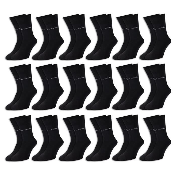 Lot de 18 paires de chaussettes Pierre Cardin 39-42 noir lavables chaussettes pour hommes coton