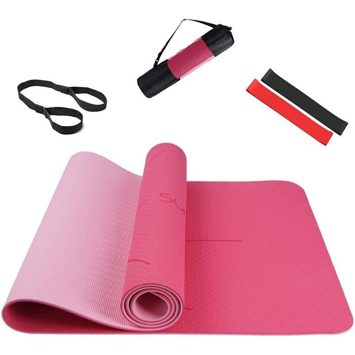 Summer Mae Tapis de Yoga de Gymnastique Mat Fitness Exercise Deux-Tons Antidérapant Tapis 183 x 61 x 0,6 cm