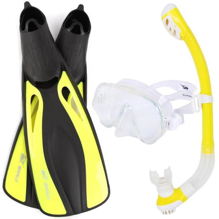 Masque de plongée,Baleine masque de plongée lunettes palmes de plongée Sports nautiques longs masques de plongée - Type yellow XS