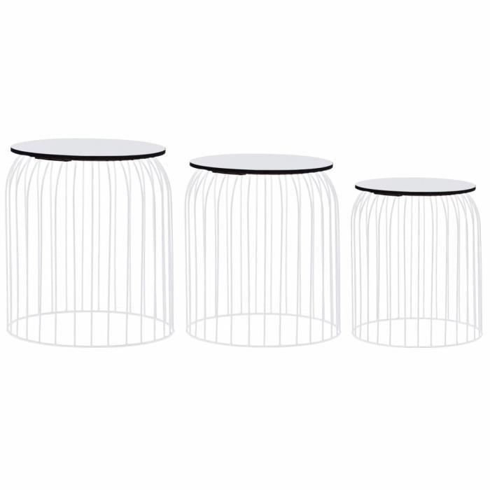 Jardin*2299Moderne - Lot de 3 Tables Basses gigognes Vintage Décor Table d'appoint pour salon Table de Salon - Bout de canapé Table