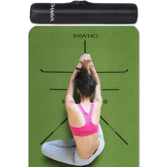 YAWHO Tapis de Yoga Tapis Fitness Tapis d’Exercice,matières de TPE,Dimension:183cmX66cm,épais de 6 mm,très Grand Tapis de Sport a