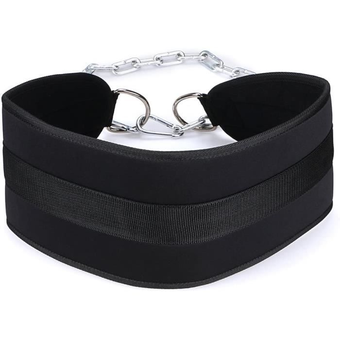 Sumnacon Ceinture de Gymnastique, Chargé 150kg max, Ceinture de Lest Musculation avec Chaîne (longueur --- 92,5cm) Dips Pour haltéro