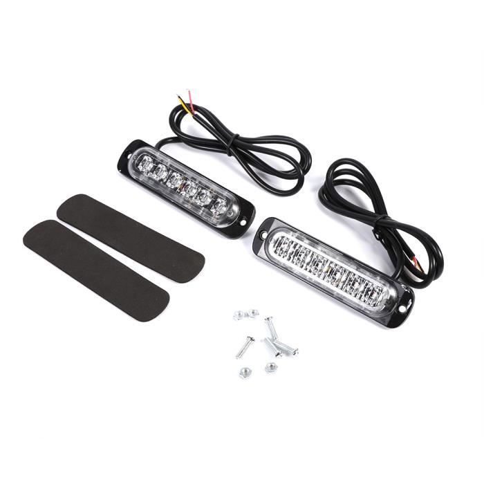 YOSOO Lampe stroboscopique d'avertissement d'urgence 2pcs 12V 6 LED Feux Stroboscopique d'Avertissement d'Urgence de Camion Voiture
