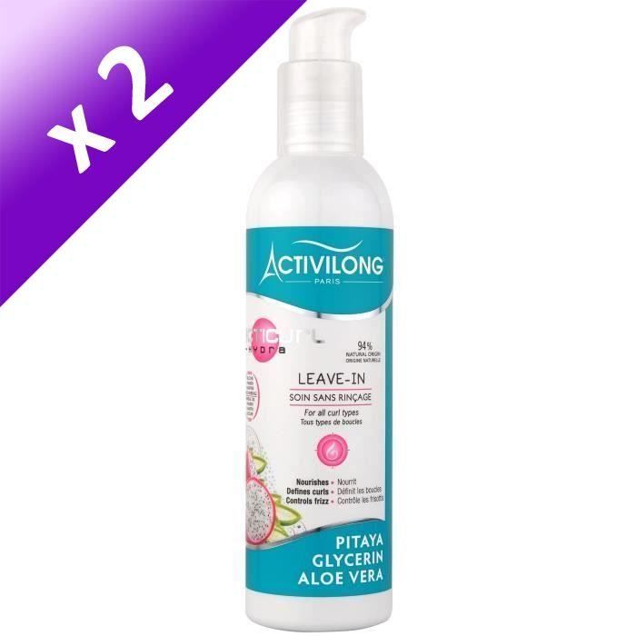 ACTIVILONG Soin sans rinçage Acticurl Hydra Leave-In - Pitaya, glycerine et aloe vera - 240 ml (Lot de 2)