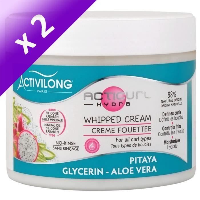 ACTIVILONG Crème fouettée Acticurl Hydra - Pitaya, glycerine et aloe vera - 300 ml (Lot de 2)