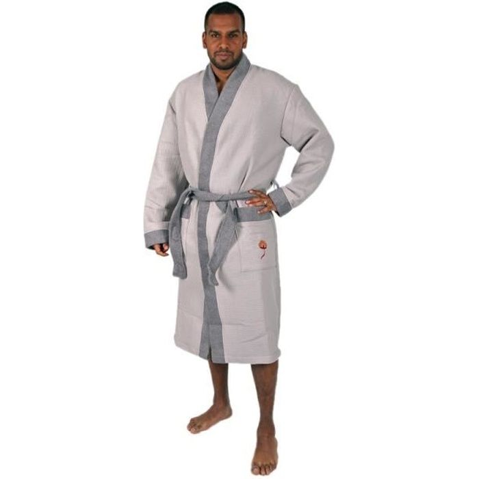 Peignoir homme grande taille éponge double face CLARA gris XS à 8XL