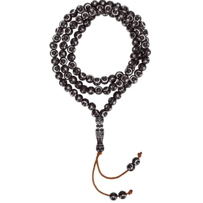 EJ.life perles de chapelet de culte musulman Perles de chapelet musulman outil de prière de culte islamique 99 grains de résine