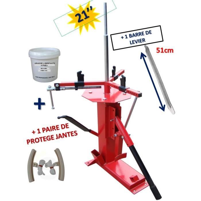 Démonte Pneu universel jusqu'a 21- Manuel Auto Moto + 2 Protections Jante + Graisse Pneu 1kg + 1 Barre de Levier