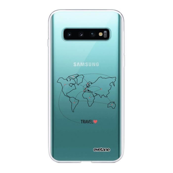 Coque Samsung Galaxy S10 Plus 360 intégrale transparente Travel Ecriture Tendance Design Evetane