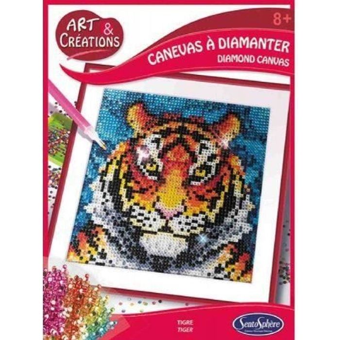 SentoSphère Kit créatif Art et créations Canevas à diamanter Tigre - 3373910020275