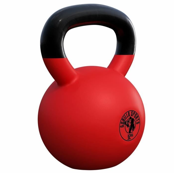 Kettlebell de 32 KG en fonte avec revêtement néoprène - haltère russe