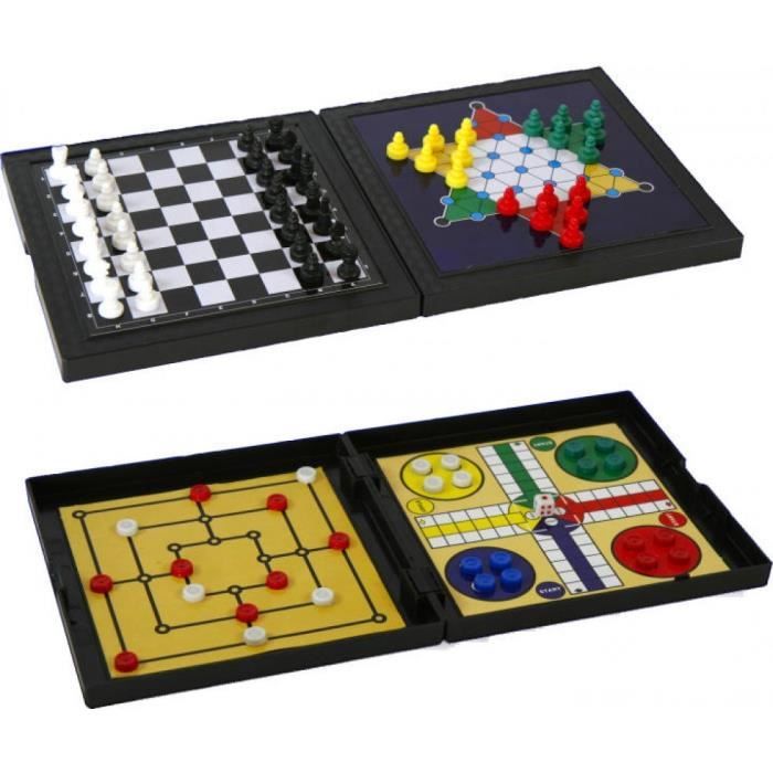 Jeux 2 Mômes - Game '5 en 1' Jeu d’échecs jeu de dammes Magnétique Plateau Pliant Loisirs Jeux Société Enfants Jouet Garçon Fille