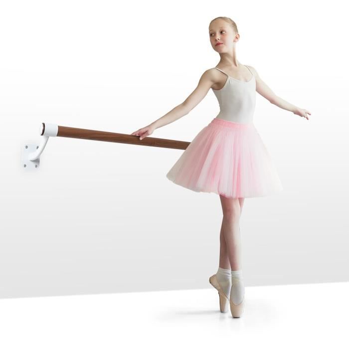 Klarfit BarreMur Barre d'exercice 100 cm pour ballet & danse classique , Ø 38 mm , montage mural ,aspect bois - Marron & blanc