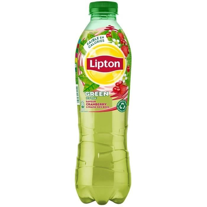 LOT DE 8 - LIPTON Green Ice Tea - Thé glacé saveur cranberry fraise 1 L