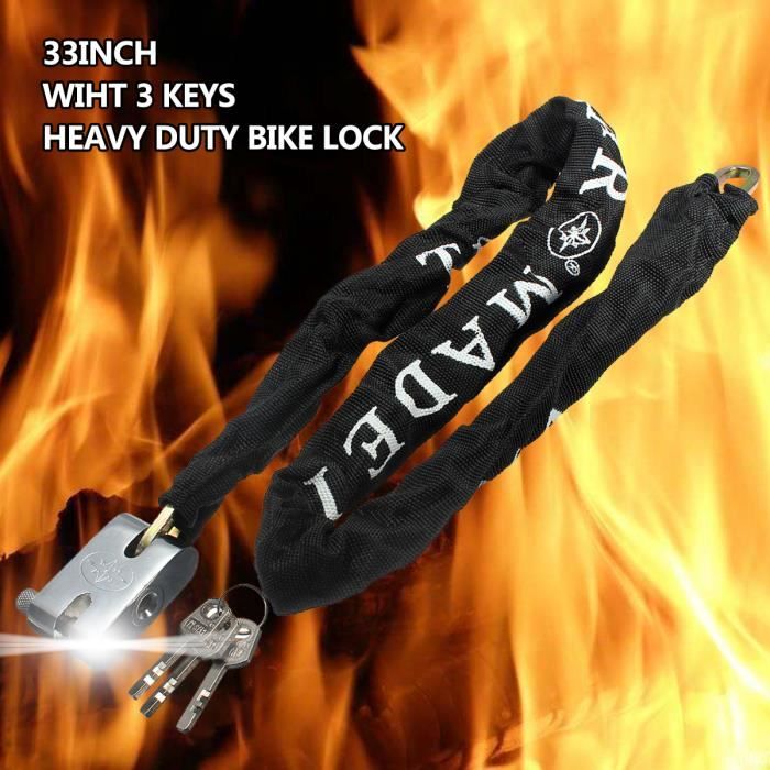 NEUFU Verrou Serrure Sécurité Antivol Chaîne Verrou Cadenas VTT Moto Scooter Vélo Noir