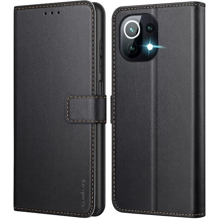 N&T Coque Xiaomi Mi 11 Lite, Etui Housse Mi 11 Lite Cuir à Clapet Fermeture Magnétique et Multifonctionnel Noir