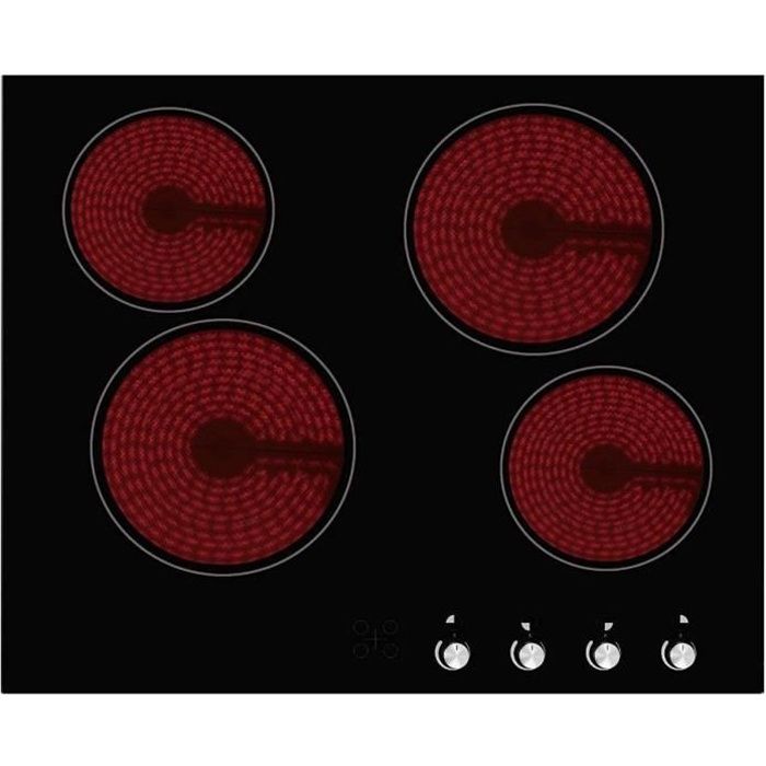 LINKË LKTV4M - Plaque/Table de Cuisson 4 Foyers Vitrocéramiques - Commandes par Manettes - Couleur Noir - 6000 Watts - A Poser