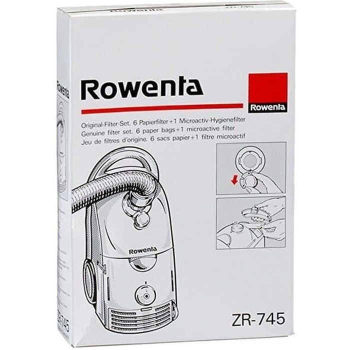 Sacs aspirateur zr745 par 6 + filtre pour Aspirateur Rowenta - 3665392374275