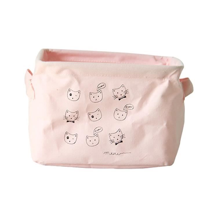 Panier de Rangement Salle de Bain en Toile avec Poignée, Simple, Pratique, pour Petits Objets, Jouets-Cosmétiques