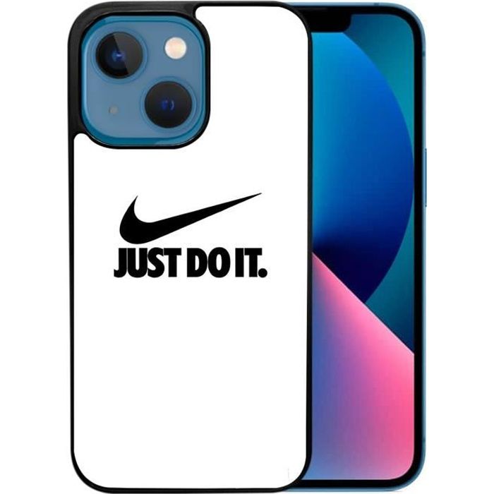 Coque pour iPhone 13 - Nike Just Do It Blanc. Accessoire téléphone