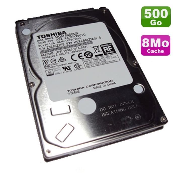 Disque Dur 500Go SATA 2.5- Toshiba MQ01ABD050V 5400RPM PC Portable 8Mo