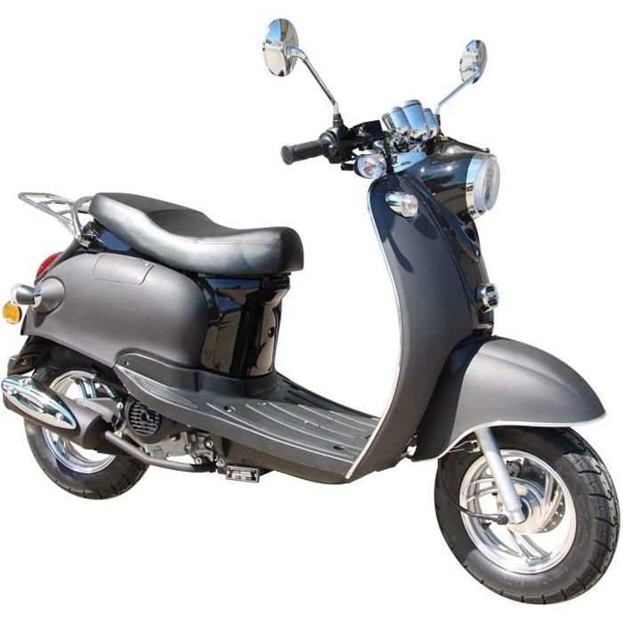 BENZHOU - EURO 5 - Scooter rétro - 50cc - 4T - Noir Mat et Brillant + Carte Grise ( SIV)