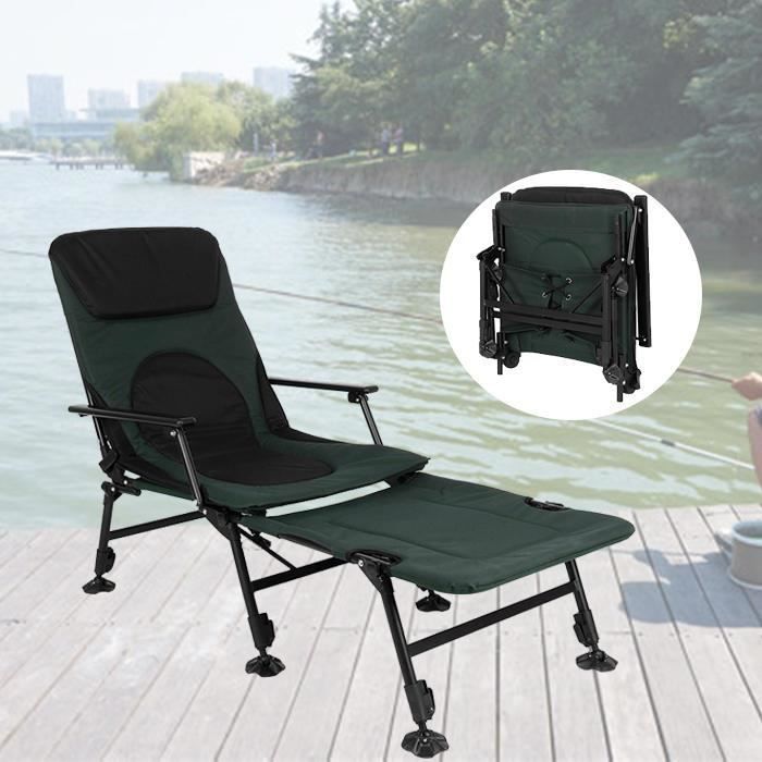 Chaise pliante pêche Fauteuil inclinable réglable avec repose-pieds SIE19