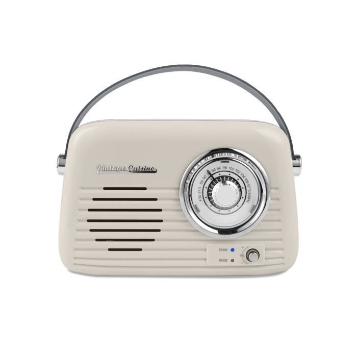RADIO RÉTRO VINTAGE CUISINE AVEC HAUT-PARLEUR BLUETOOTH - CRÈME