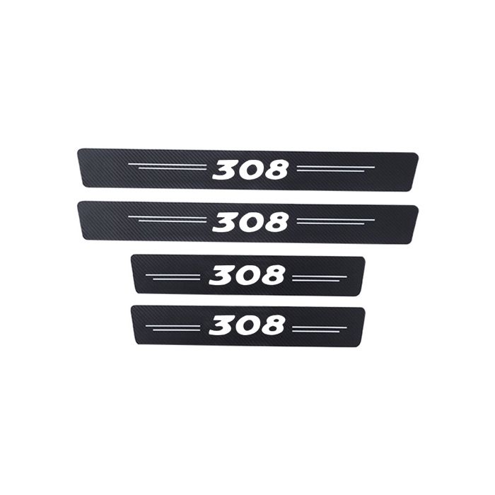 Protections Seuils De Porte Voiture En Fibre Carbone Autocollantes - Pour Renault Twingo, 4 Pièces, Anti-rayures